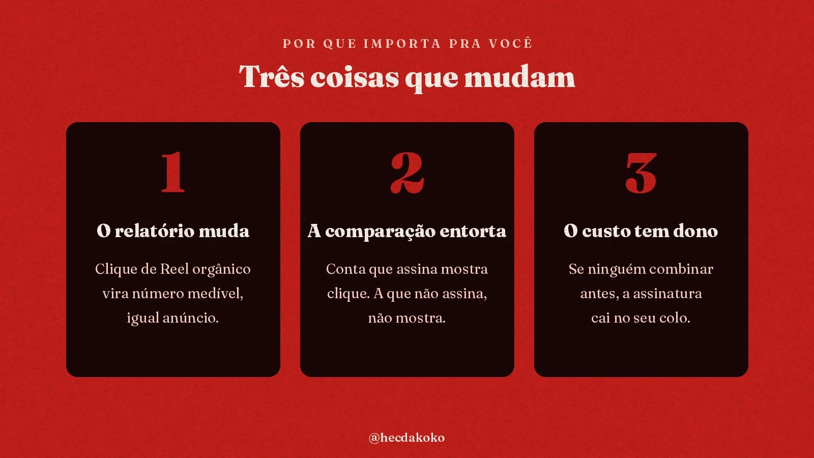 Infográfico: o relatório muda, a comparação entorta, o custo tem dono